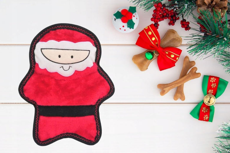 Holiday Z-Stitch Christmas Santa Claus Plush Squeaky Dog Toy
