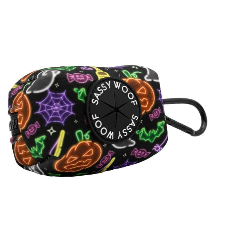 SASSY WOOF Waste Bag Dispenser Halloween Neon Frights Dog Waste Bag Holder