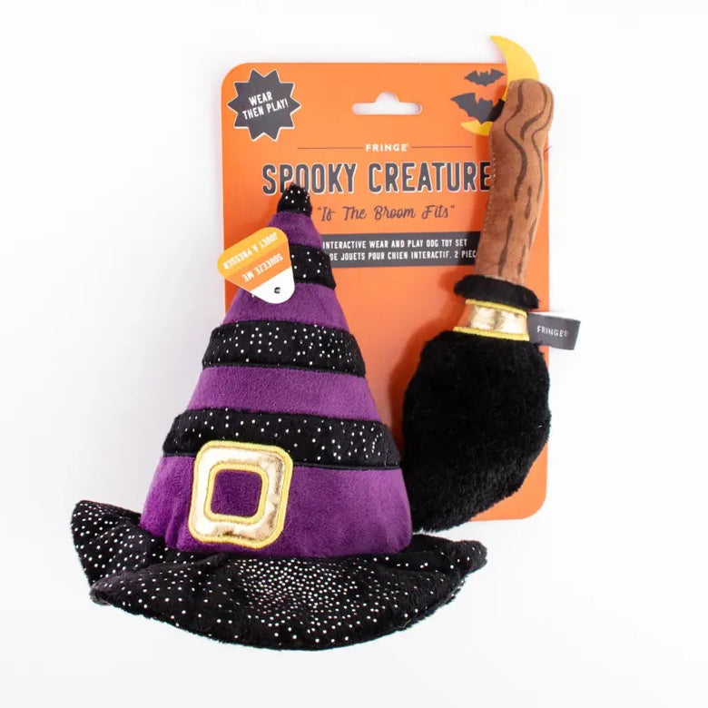 PetShop by Fringe Studio dog toys Halloween If the Broom Fits Witch Pet Costume Hat & Pet Toy