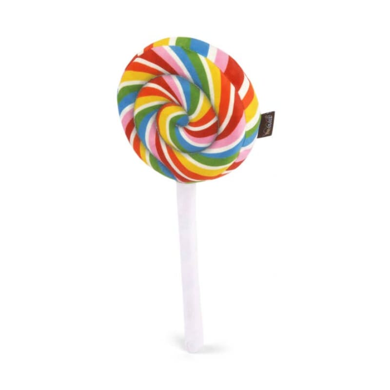 P.L.A.Y. Pet Lifestyle and You Dog Toys Snack Attack Lollipop Colorful Rainbow Plush Squeak Dog Toy