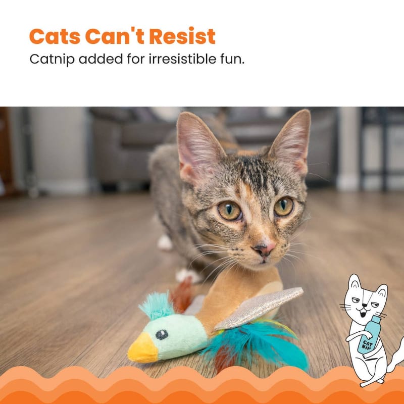 Catstages Cat Toys Flapperz Brown Duck Colorful Feathers Cat Toy