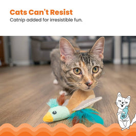 Catstages Cat Toys Flapperz Brown Duck Colorful Feathers Cat Toy