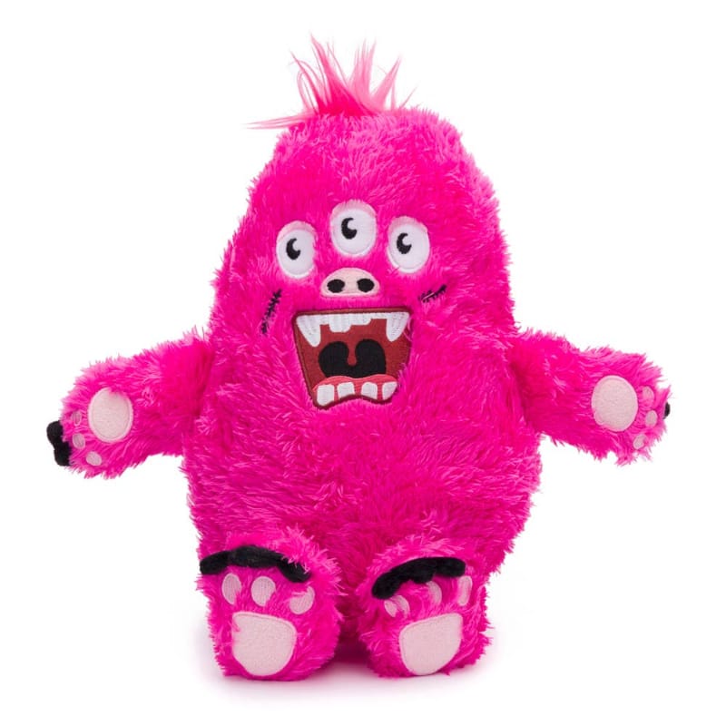 fabdog dog toys Fluffy Large Pink 3 Eyed Monster Plush Squeak Dog Toy