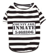 Parisian Pet® Tee's MD Furry Inmate Black & White Striped Funny Costume Dog T-Shirt