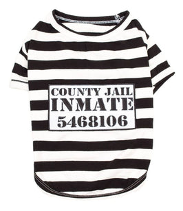 Parisian Pet® Tee's MD Furry Inmate Black & White Striped Funny Costume Dog T-Shirt