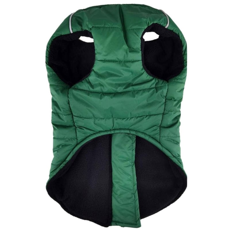 Doggie Design Jackets Zip-up Dark Green Fleece Lined Dog Puffer Vest