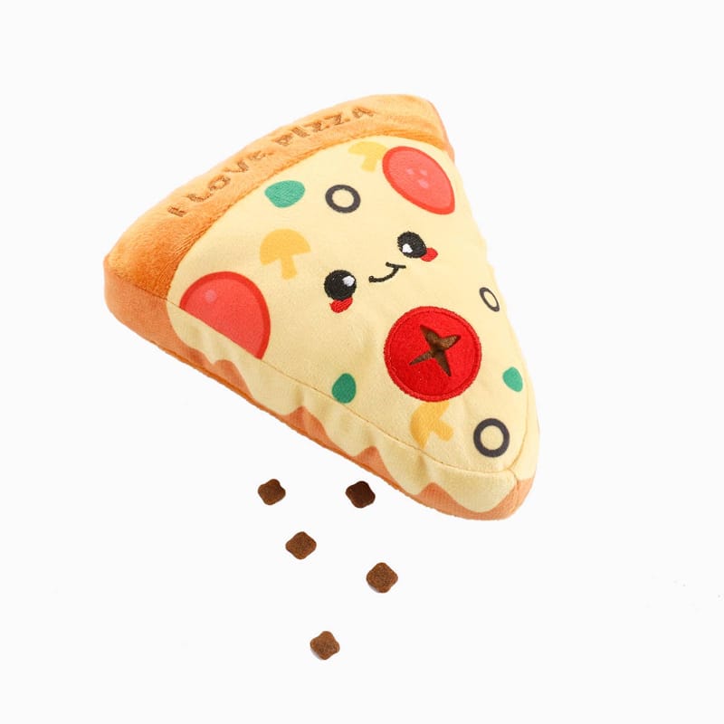 Hugsmart Products Inc Dog Toys Food Party I Love Pizza Plush Squeak Dog Toy