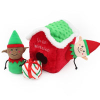 Holiday Christmas Burrow Santa's Workshop Interactive Plush Dog Toy Set - 4 Pc