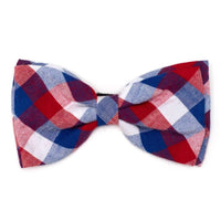 The Worthy Dog Bow Ties SM Check Red White Blue Bow Tie Pet Collar Attachment - 2 Sizes