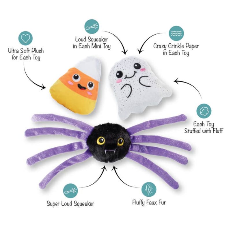 PetShop by Fringe Studio dog toys Halloween Frightly Friends Plush Squeak Dog Toy Set - 3 Pc