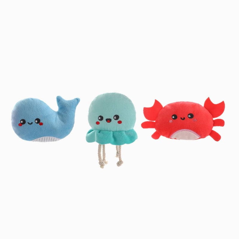 Hugsmart Products Inc dog toys Ocean Pals Sea Creatures Plush Dog Toy Set - 3 Pc