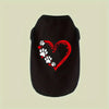 TM - PAIAITE Dog Apparel XS Red Heart Paw Prints Black Dog Tee