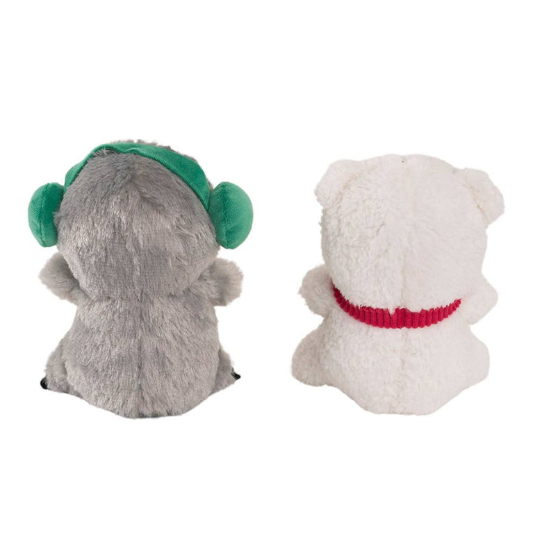 Christmas Holiday Cheeky Chumz Jr Snow Owl & Polar Bear Plush Dog Toy Set - 2 Pk
