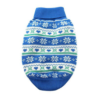 Winter Snowflake & Hearts Combed 100% Cotton Dog Sweater - Blue