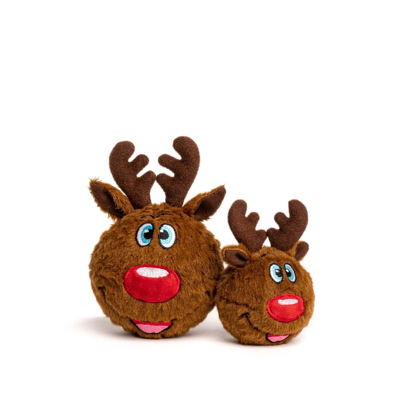 fabdog dog toys SM Christmas Reindeer Ball Plush Holiday Dog Toy - 2 Sizes