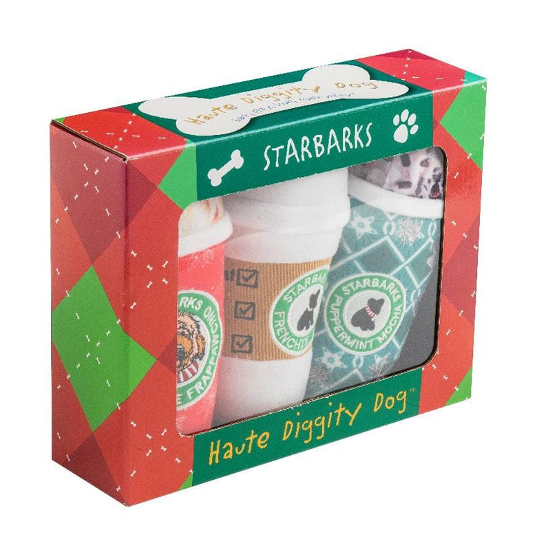 Haute Diggity Dog dog toys LIMITED EDITION Starbarks Holiday Box Plush Squeak Dog Toy Set - 3 Pk