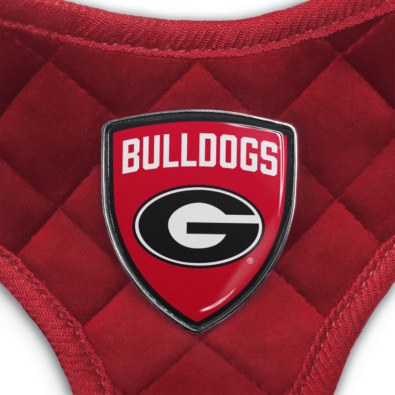 GA Georgia Bulldogs Red Quilted Velvet Dog Harness