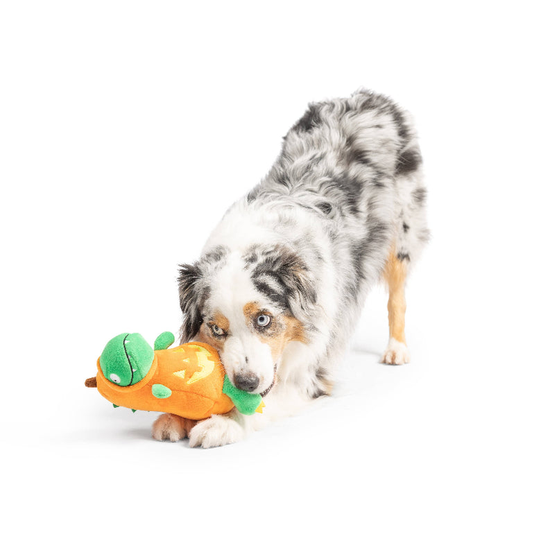 Halloween Dino-Lantern Plush Squeaky Dog Toy