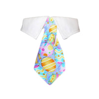 Pooch Outfitters Collars 2XL Easter Eggs Shirt Collar with Detachable Colorful Tie for Pets
