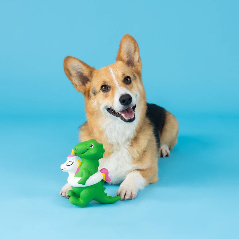 Petshop by Fringe Studio dog toys Pool Side Unicorn Floaty Rex Latex Dog Toy