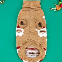 TMU - Y&H SRL Dog Apparel Holiday Santa Claus Khaki Turtleneck Dog Sweater