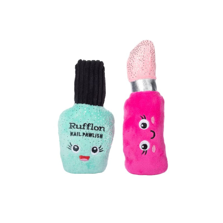 Petshop by Fringe Studio Dog Toys Wake Up Make Up Plush Squeak Dog Toy Set - 2 Pc