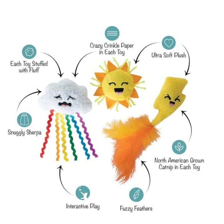 Petshop by Fringe Studio Cat Toys Purr-fect Weather Plush Summer Cat Toy Set - 3pc