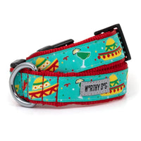 The Worthy Dog COLLARS XS Cinco de Mayo Fiesta Turquoise/ Red Dog Collar