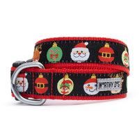 Christmas Holiday Deck the Halls Black / Red Festive Dog Collar