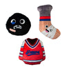 Go For The Goal Hockey Sports Plush Squeaky Dog Toy Set - 3 Pc
