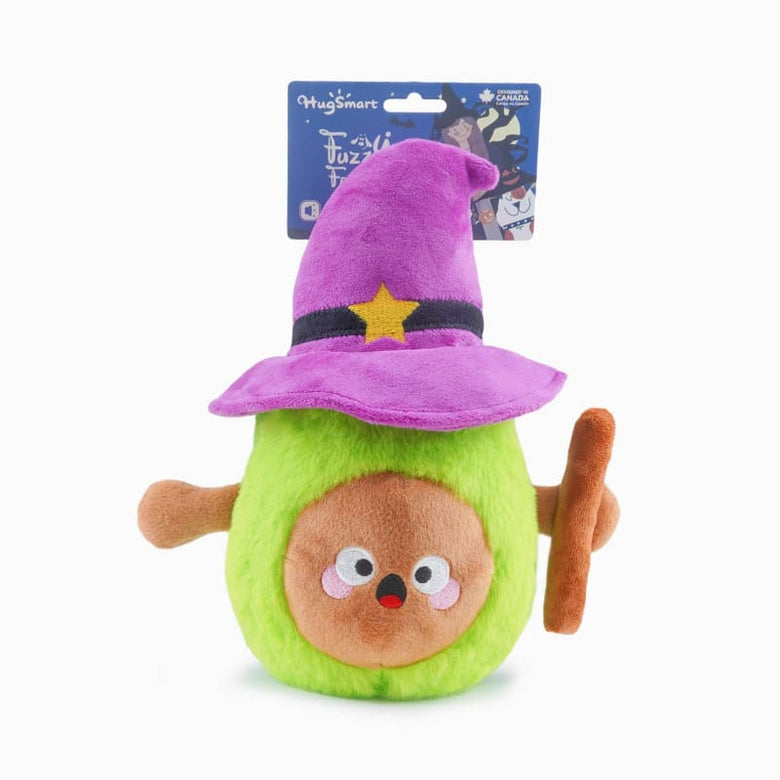 Hugsmart Products Inc dog toys Howloween Night Witch Avocado Plush Squeaky Dog Toy