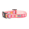 The Worthy Dog Collars XS Puppy Love Conversation Hearts Pink Dog Collar