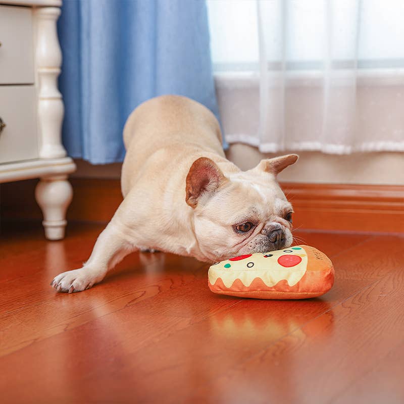 Hugsmart Products Inc Dog Toys Food Party I Love Pizza Plush Squeak Dog Toy