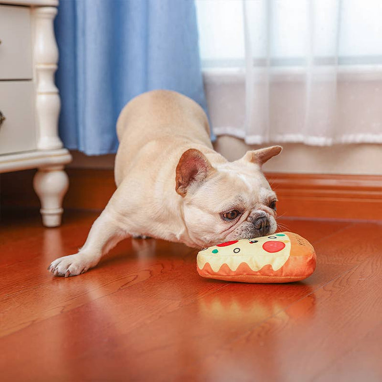 Hugsmart Products Inc Dog Toys Food Party I Love Pizza Plush Squeak Dog Toy