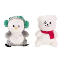 Christmas Holiday Cheeky Chumz Jr Snow Owl & Polar Bear Plush Dog Toy Set - 2 Pk