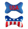 Patriotic Red Wht & Blue USA Bone Plush Squeaky Dog Toy (Double Sided) - 2 Sizes