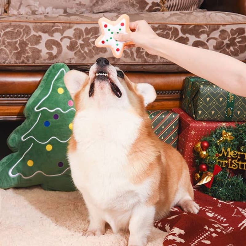 Hugsmart Products Inc dog toys Happy Woofmas Milk & Cookies Plush Dog Toy Set - 3 Pc