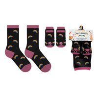 Extreme Fit Wholesale Pet Socks Rainbow Black / Pink Matching Pet & Owner Fun Socks - One Size Fits Most