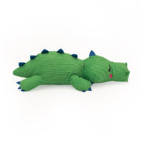 Snooziez w/Shhhqueaker Green Corduroy Alligator Dog Toy