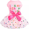 AE-STARPET Dog Apparel XS "It's My Birthday" Pink with Polka Dot Tutu Dog Dress