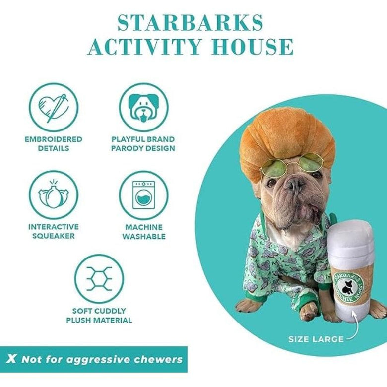 Haute Diggity Dog dog toys Starbarks White Coffee Cup Plush Squeak Dog Toy
