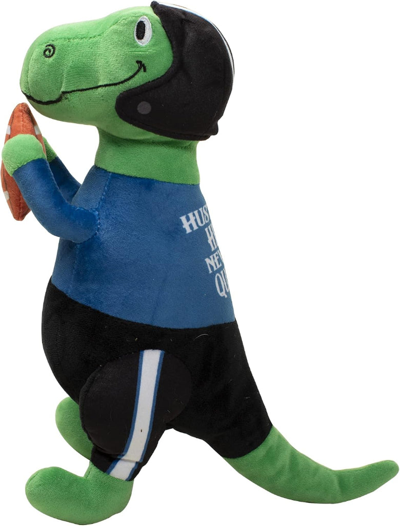 Hustle, Hit, Never Quit Football Player Rex Plush Squeaky Dog Toy
