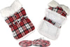 Sherpa Lined Stylish Red & White Plaid with Matching Leash Dog Harness Coat