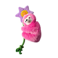 Bloom Baby Bloom Pink Sloth Flower Plush Squeaky Rope Dog Toy