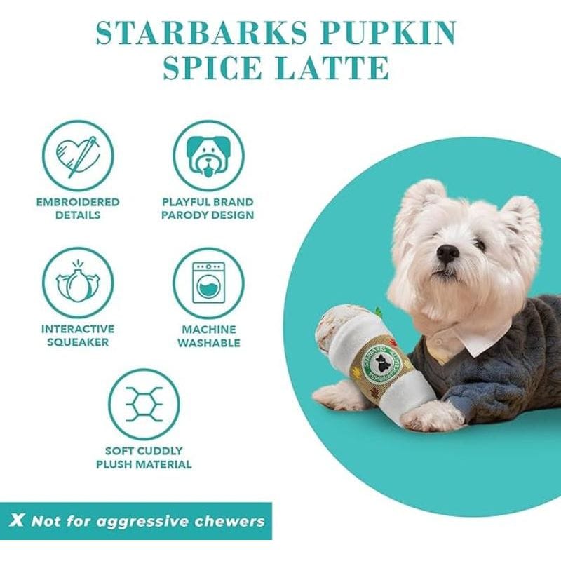 Haute Diggity Dog dog toys Starbarks Pupkin Spice Latte Plush Squeak Dog Toy - 2 Sizes