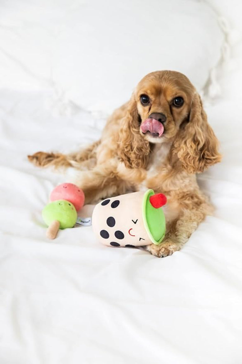 Bubble Tea Plush Squeaky Dog Toy Set - 2 Pc