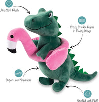 Flamingo Pink Fun Large T Rex Plush Squeaky Dog Toy