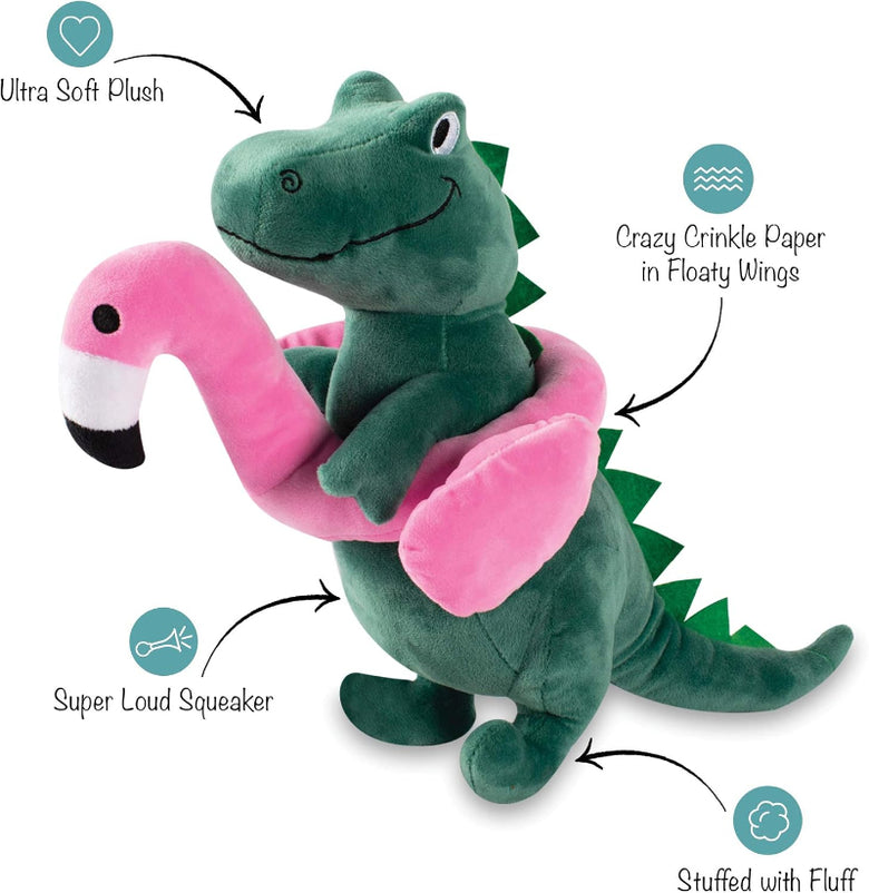 Flamingo Pink Fun Large T Rex Plush Squeaky Dog Toy