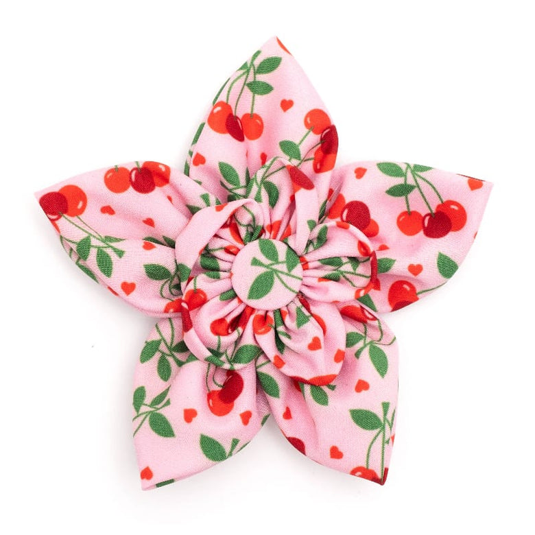 The Worthy Dog Bow Tie Cherries Jubilee Flower Pink Pet Collar Attachment - Lg