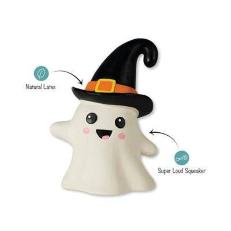 PetShop by Fringe Studio Toys Halloween One Wicked Ghost Natural Latex Squeak Dog Chew Toy